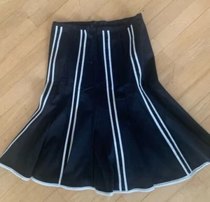 STITCHES Petites Skirt Womens 12 Black White Striped A-frame Skirt - Picture 1 of 3