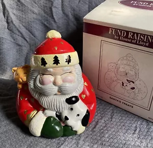 House Of Lloyd Santa's Treats Cookie Jar - Santa w/ Pets Orange Cat & Puppy Dog - Picture 1 of 2