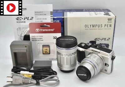 [Near Mint] Olympus Pen E-Pl2 Silver Mirrorless Camera Double Zoom Kit from JP - Image 1 of 4