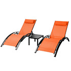Outdoor Metal Chaise Lounge Set With Table