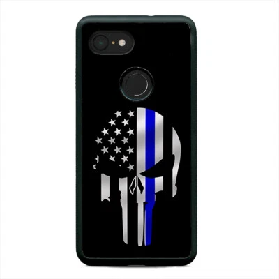 USA Flag Skull Police Thin Blue Line Phone Case Cover For Google Pixel 3 3XL 2XL - Image 1 of 4