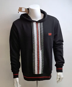 Burberry - Sudadera con capucha de jersey de algodón a rayas con estampado de logotipo - Negra - Imagen 1 de 9