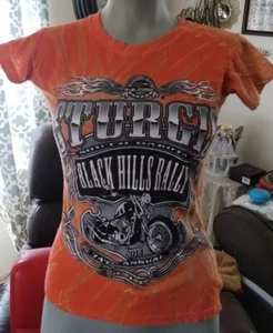 Sturgis South Dakota Black Hills Rally 74th Annual 2014 Orange M Cotton Women's - Picture 1 of 7