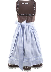 2-tlg Dirndl mit Schürze Gr. 34 bis 52 Trachten-Kleid Midi Oktoberfest-Kleid Neu - Bild 1 von 2