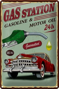 Blechschild Retro 20x30cm Gas Station gasoline motor oil 24 Deko Schild tin sign - Picture 1 of 5
