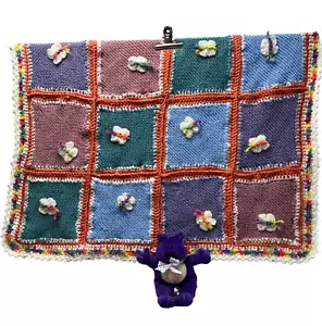 Handmade Crochet Baby Blanket Throw Pram Cover Butterfly Applique Homemade - Picture 1 of 7