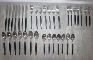 VINTAGE MCM AMEFA STAINLESS & BLACK COMPOSITE Flatware Lot, guc! Holland - Picture 1 of 21