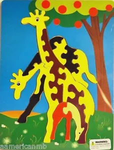 GIRAFFE 12 pc Wood Puzzle 11.5x8.5 Educational Toy Wooden Woodcraft Construction - Picture 1 of 1