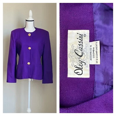 20 世纪 80 年代皇家紫色西装外套复古羊毛女式西装外套 — 第 1/4 张图片
