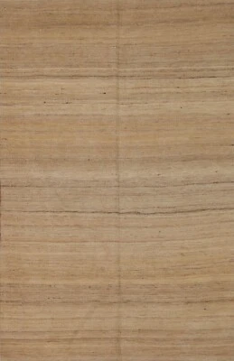 Alfombra oriental reversible tejida a mano Earth-ton Kilim 4'x6' alfombra de lana tribal Foto 1 de 4