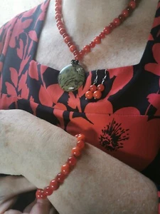 Edelsteinkette, roter Achat Halskette Armband und gratis Ohrringe - Bild 1 von 1