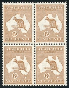 6d Roo Acsc 22A~SG107 CHESTNUT SM WMK BLOCK 4 MUH.   - Picture 1 of 2