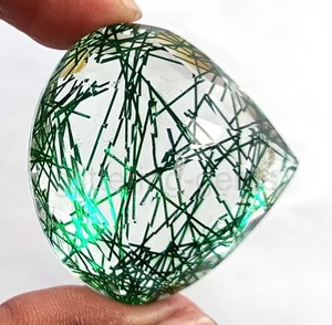 Rutilated Quartz 150.00 Ct Pear Green Certified Transparent Loose Gemstone 5SDI - Picture 1 of 7