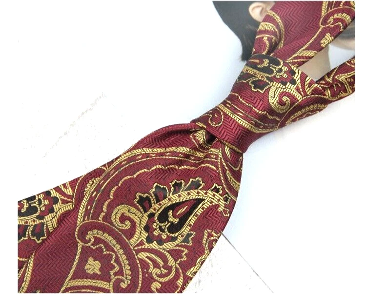 Nueva Corbata Clásica Paisley Roja Amarilla JACQUARD TEJIDA 100% Seda Para Hombre Foto 1 de 1