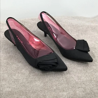 Zapatos de vestir Nina con tacones con cordones negros con acento de flores punta en punta para mujer talla 8M” Foto 1 de 4