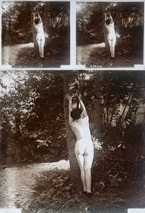 PHOTO STEREO  sur verre NU FEMININ 1900 - 1920  risque sexy nude lesbian / 768 - Imagen 1 de 1