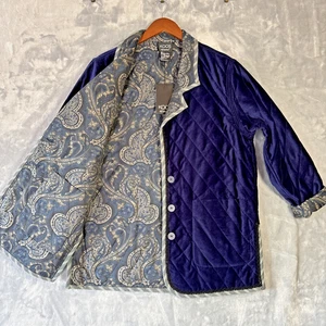 Koos of Course Reversible Navy Paisley Size M Quilted Cotton Jacket Cigar Coat - Picture 1 of 22