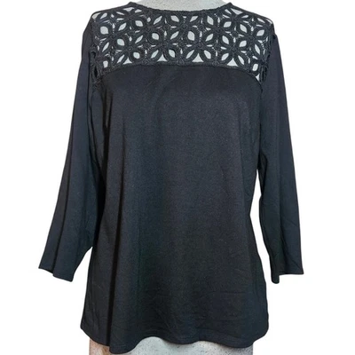 Limited Black Lace Detail Blouse Size Large  - Image 1 of 4