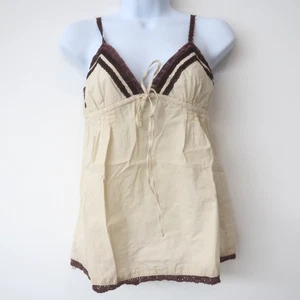 Velocity Babydoll Blouse Size Small Y2K Cotton Lace V Neck 2000s Top - Picture 1 of 11
