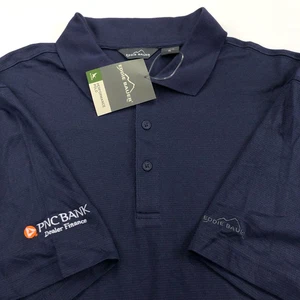 Eddie Bauer NEW Performance XL Mens Golf SS Button Polo Solid Shirt Navy Blue - Picture 1 of 7