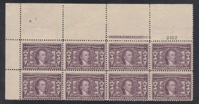 US Stamp #325 Ave-F NH Top Plate # Block of 8 - Pristine! CV $2,090 - Image 1 of 2