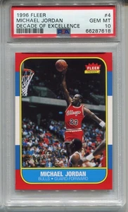 '96 Decade Michael Jordan 1986 Fleer Basketball Rookie Card Replicate PSA 10 - Picture 1 of 2