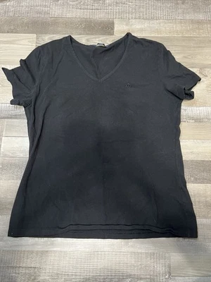 BROOKS BROTHERS Black Top Womens Large V-Neck Short Sleeve Cotton Black - Image 1 of 4