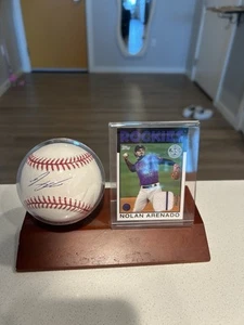 Nolan Arenado Colorado Rockies Signed Baseball and Jersey Patch Card - Picture 1 of 4
