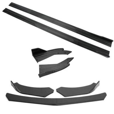 for Benz C250 C300 Front Bumper lip + 86.6in Side Skirts + Rear Lip Carbon Fiber Foto 1 de 4
