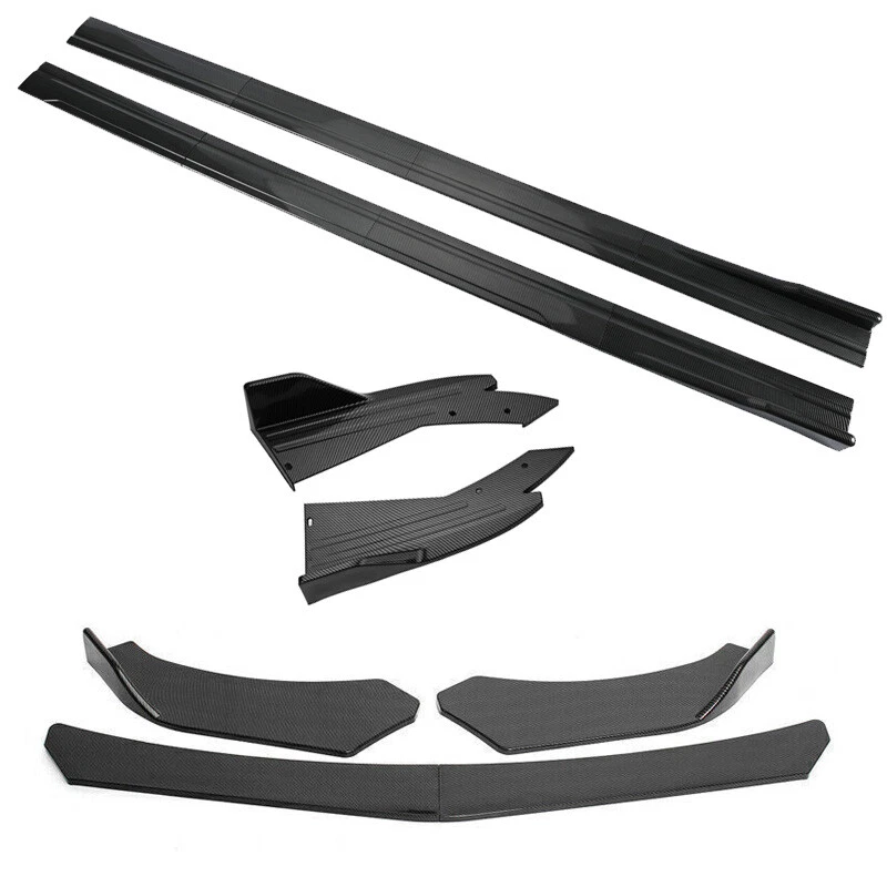 for Benz C250 C300 Front Bumper lip + 86.6in Side Skirts + Rear Lip Carbon Fiber Foto 1 de 4