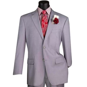 VINCI Men's Light Gray 2-Button Suit w/ Adjustable Waistband, Reg-Fit - NEW - Picture 1 of 3