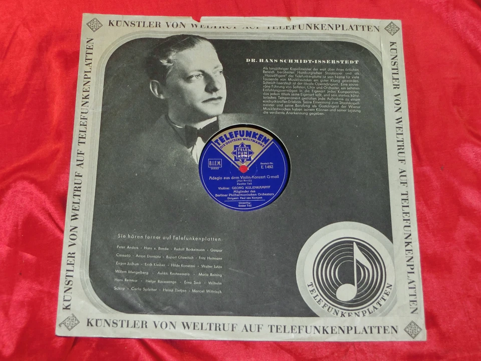 78RPM BRUCH ADAGIO AUS DEM VIOLIN-KONZERT G-MOLL GEORG KULENKAMPFF VIOLINE - Bild 1 von 4
