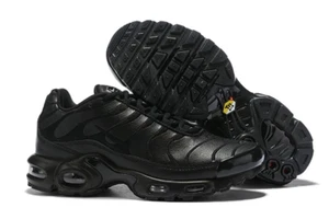 Nike Air Max Plus TN Leather 'Triple Black' Men Sneakers - Picture 1 of 7