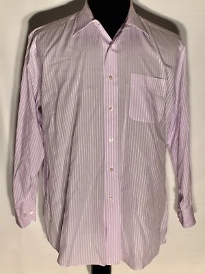 Tommy Bahama Mens Size 16 32-33 Purple Striped Long Sleeve Button-Front Shirt - Image 1 of 4