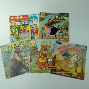 5 Vintage Read-Along Books Alf Indiana Jones Benji Mary Poppins Little Women Lot - Picture 1 of 13