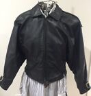 Women’s VTG Black Leather Jacket M USA Cropped Douvelle Sportswear Gathered