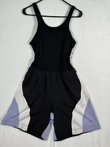 Free People Movement Black Shorts Jumpsuit Purple Combo Size Medium Workout Gym - Picture 1 of 15