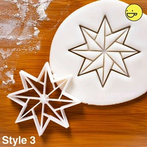 8 Pointed Star cookie cutter (Style 3) | origami Christmas stars Xmas biscuit - Picture 1 of 5
