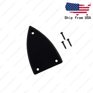 3 Holes Heel Shape Plastic Guitar Truss Rod Cover Plate in Black with Screws - Picture 1 of 4