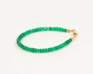 A++ Natural Green Onyx Faceted Rondelle Gemstone Beads Handmade Bracelets 6-8'' - Picture 1 of 18