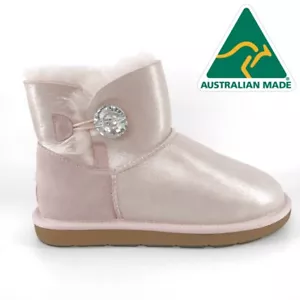 Australian Made MUBO UGG Crystal Button Mini Glitter Sheepskin Boots - Bild 1 von 12