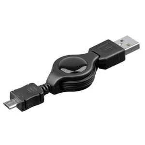 Micro USB Kabel auf USB-A Schwarz 80cm Datenkabel Ladekabel für Handy ausziehbar - Bild 1 von 1