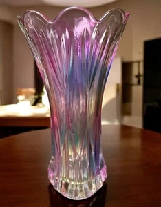 Crystal Glass Colorful Iridescent Vase Large Flower Home Living Table Decor - Picture 1 of 5