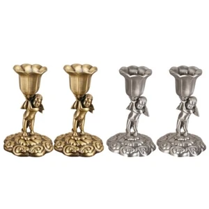 Vintage Angel Holder Metal Zinc Alloy Candlestick 2Pcs Ornament - Picture 1 of 10
