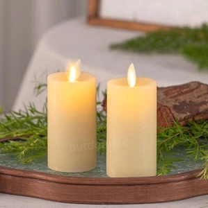 Luminara Flameless Votive Pillar Candles with Realistic Moving Wick Remote 2pcs - Picture 1 of 5