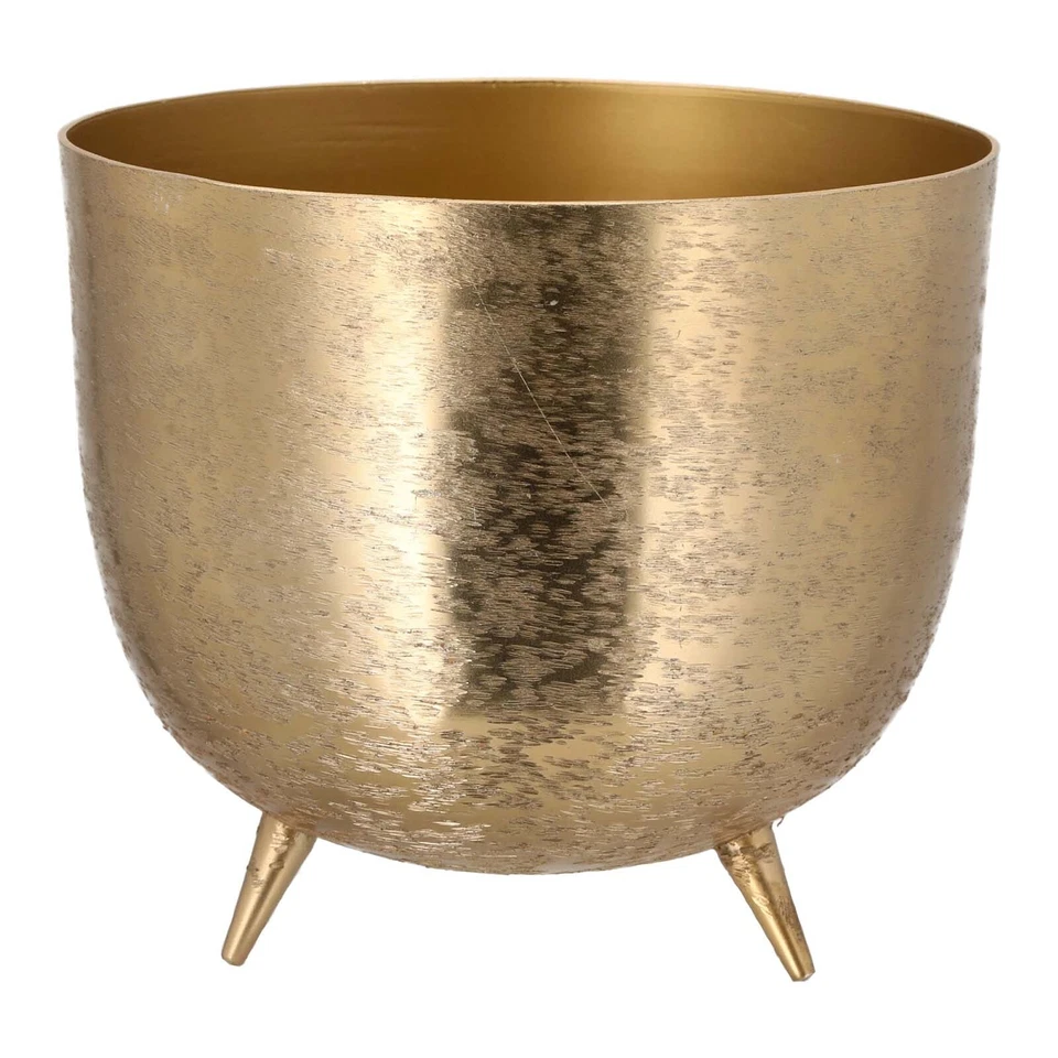 Design Aluminium Blumentopf Rund Matt Gold Ø 18 cm Pflanzen Blumen Übertopf - Bild 1 von 1