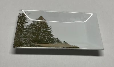New Threshold White W/Trees Rectangles Tray Porcelain 8.75” X 5.25” - Image 1 of 4