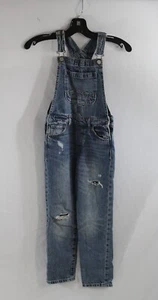 Gap Kids Denim Girls Size Medium Overalls Blue Distressed Pockets 100% Cotton - Picture 1 of 6