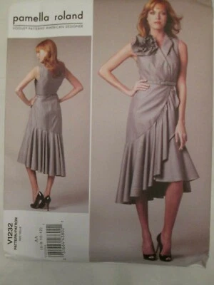 Vogue 1232 Pamella Roland American Designer Dress Flower Belt Pattern 6-12 Uncut - Image 1 of 3