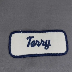 'Terry' 3.5" x 1.5" Blue White Sew-on Name Badge Patch - Picture 1 of 2
